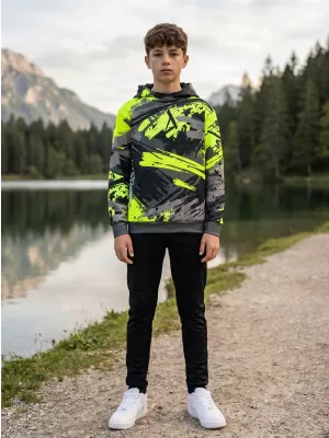 Dětská funkční mikina premium ALTISPORT VOJ/ALK014MI01 ČERNÁ/ZELENÁ
