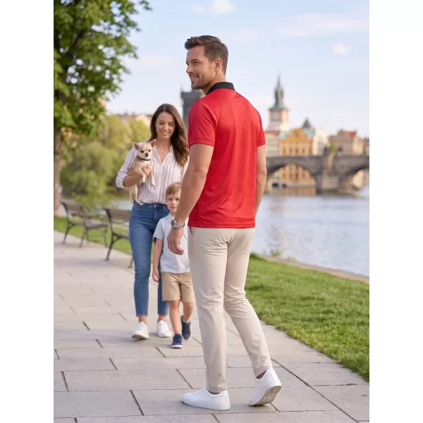  Pánské funkční triko s límečkem premium ALTISPORT VOJ/ALM050TR05 ČERVENÁ 
