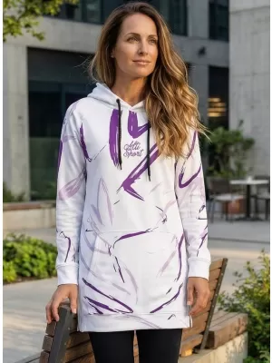 Dámská funkční prodloužená mikina premium ALTISPORT VOJ/ALW049MI03 BÍLÁ/FIALOVÁ