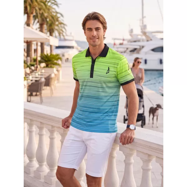  Pánské funkční triko s límečkem premium ALTISPORT VOJ/ALM031TR05 NEON YELLOW/PETROLEJOVÁ 
