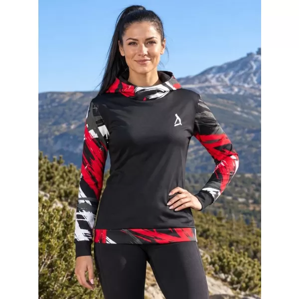  Dámská funkční mikina premium ALTISPORT VOJ/ALW039MI01 ČERNÁ/ČERVENÁ 