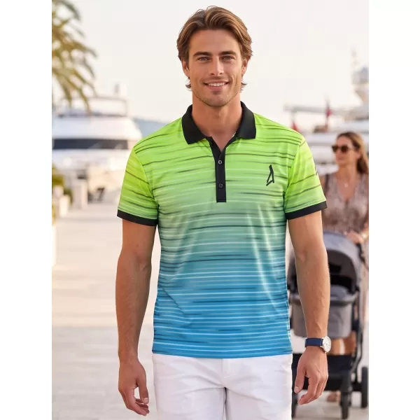  Pánské funkční triko s límečkem premium ALTISPORT VOJ/ALM031TR05 NEON YELLOW/PETROLEJOVÁ 