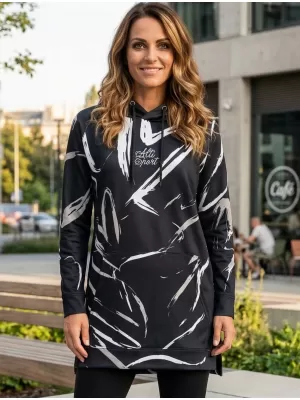Dámská funkční prodloužená mikina premium ALTISPORT VOJ/ALW049MI03 ČERNOBÍLÁ