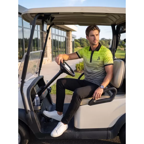  Pánské funkční triko s límečkem premium ALTISPORT VOJ/ALM031TR05 ČERNÁ/NEON YELLOW 