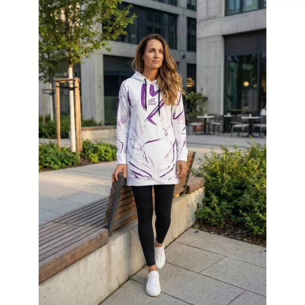  Dámská funkční prodloužená mikina premium ALTISPORT VOJ/ALW049MI03 BÍLÁ/FIALOVÁ 
