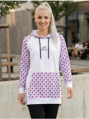 Dámská funkční prodloužená mikina premium ALTISPORT VOJ/ALW048MI03 BÍLÁ/FIALOVÁ