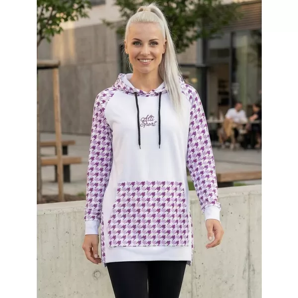  Dámská funkční prodloužená mikina premium ALTISPORT VOJ/ALW048MI03 BÍLÁ/FIALOVÁ 