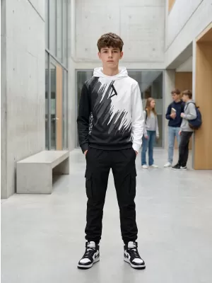 Dětská funkční mikina premium ALTISPORT VOJ/ALK006MI01 ČERNOBÍLÁ