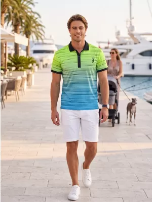 Pánské funkční triko s límečkem premium ALTISPORT VOJ/ALM031TR05 NEON YELLOW/PETROLEJOVÁ