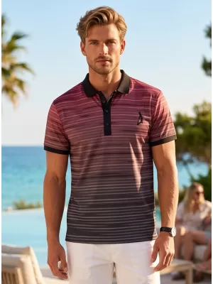 Pánské funkční triko s límečkem premium ALTISPORT VOJ/ALM031TR05 ČERNÁ/VÍNOVÁ
