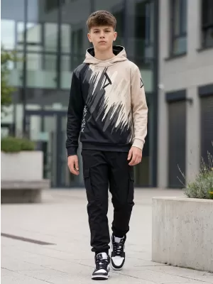 Dětská funkční mikina premium ALTISPORT VOJ/ALK006MI01 ČERNÁ/HNĚDÁ