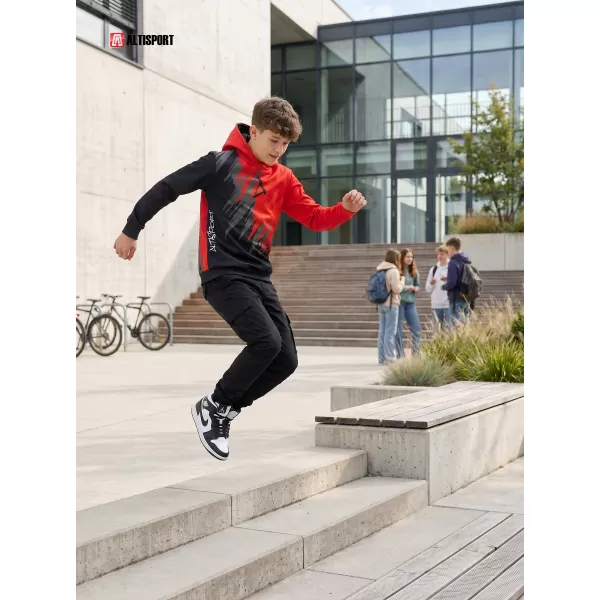  Dětská funkční mikina premium ALTISPORT VOJ/ALK006MI01 ČERNÁ/ČERVENÁ 