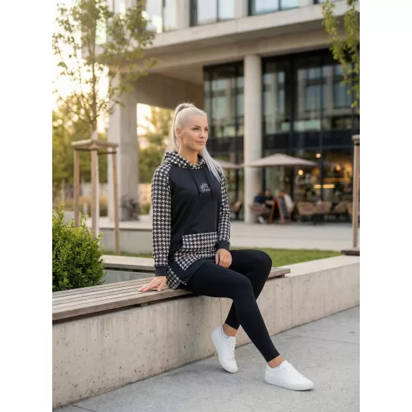  Dámská funkční prodloužená mikina premium ALTISPORT VOJ/ALW048MI03 ČERNOBÍLÁ 