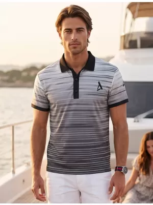 Pánské funkční triko s límečkem premium ALTISPORT VOJ/ALM031TR05 ČERNÁ/BÍLÁ