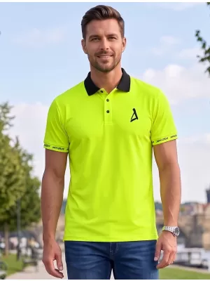 Pánské funkční triko s límečkem premium ALTISPORT VOJ/ALM000TR05 NEON YELLOW