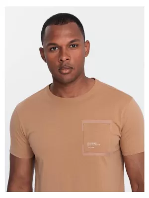 Pánské triko OMBRE OM-TSPT-0154 LIGHT BROWN