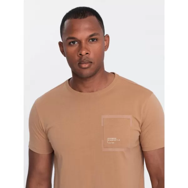  Pánské triko OMBRE OM-TSPT-0154 LIGHT BROWN 