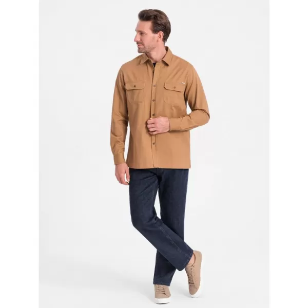  Pánská košile OMBRE OM-SHCS-0146 CAMEL 