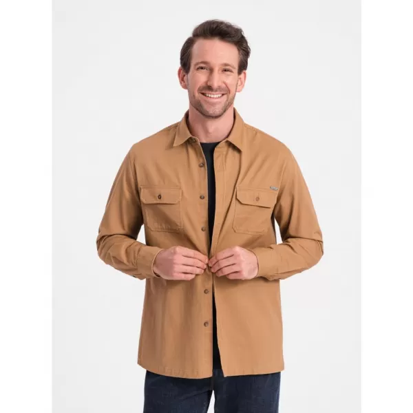  Pánská košile OMBRE OM-SHCS-0146 CAMEL 