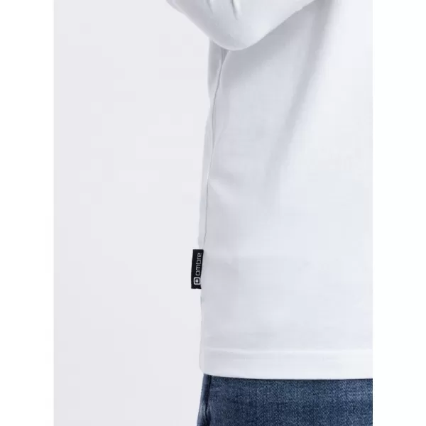  Pánské triko s dlouhým rukávem OMBRE OM-LSCL-0110 WHITE 