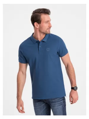 Pánské triko s límečkem OMBRE S1374 DARK BLUE
