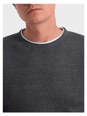 Pánský svetr OMBRE OM-SWSW-0103 GRAPHITE MELANGE