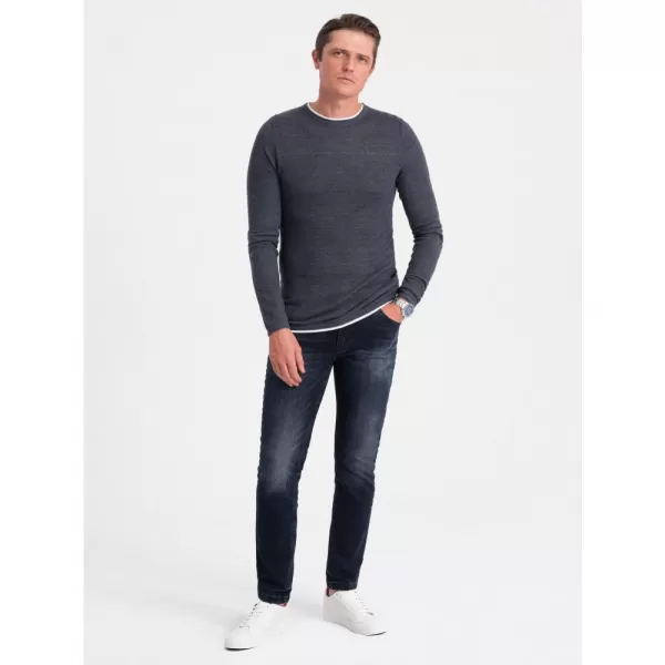  Pánský svetr OMBRE OM-SWSW-0103 NAVY BLUE MELANGE 