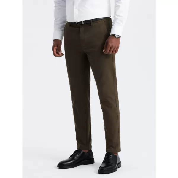  Pánské kalhoty OMBRE OM-PACP-0190 DARK OLIVE GREEN 