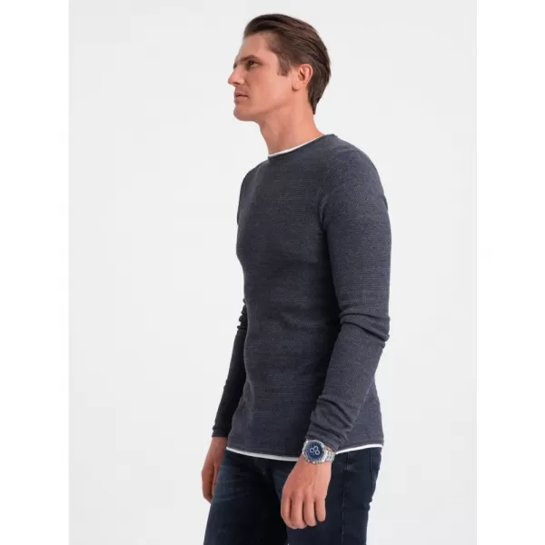  Pánský svetr OMBRE OM-SWSW-0103 NAVY BLUE MELANGE 