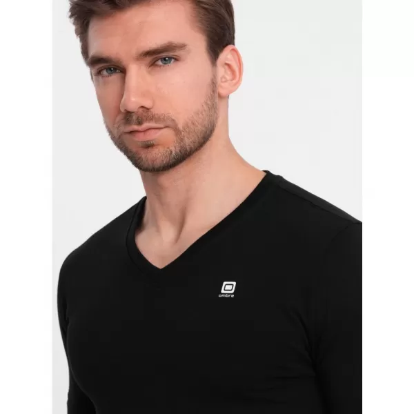  Pánské triko s dlouhým rukávem OMBRE OM-LSCL-0110 BLACK 