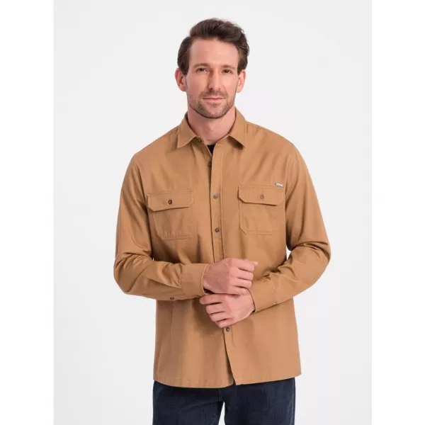  Pánská košile OMBRE OM-SHCS-0146 CAMEL 