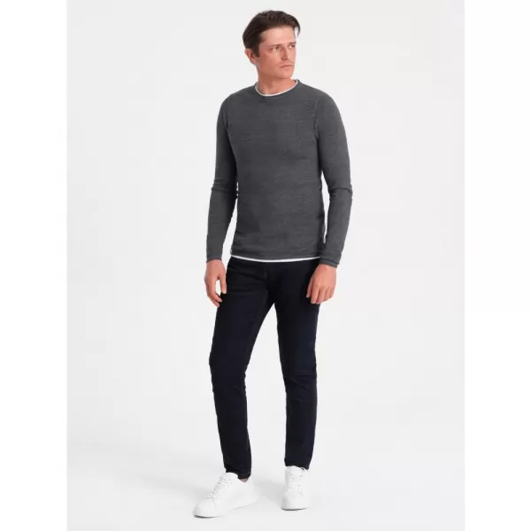  Pánský svetr OMBRE OM-SWSW-0103 GRAPHITE MELANGE 