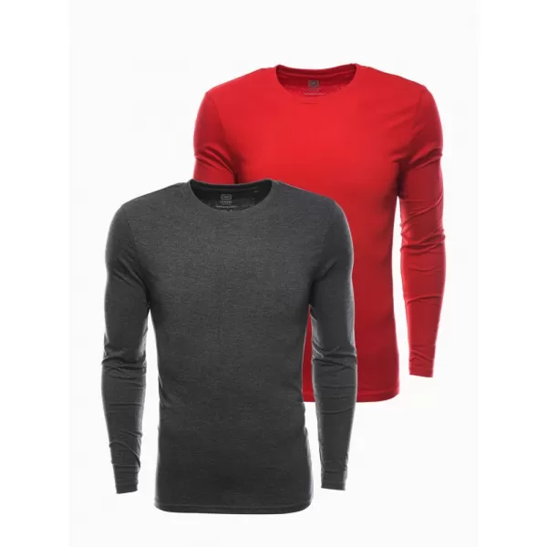  Pánské triko s dlouhým rukávem OMBRE Z43 MIX 2-PACK BLACK/RED 