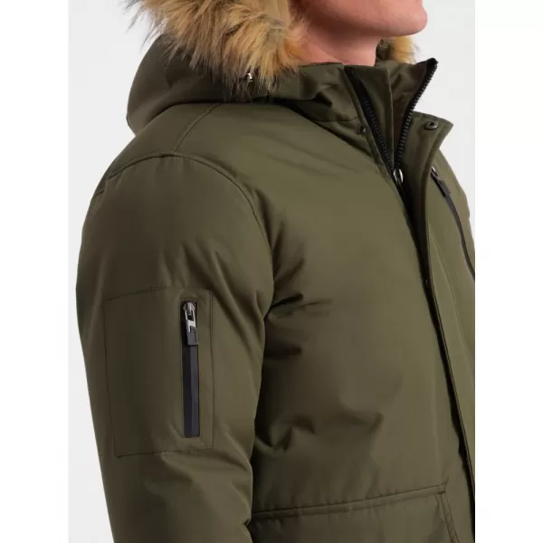  Pánská zimní bunda OMBRE OM-JALJ-0148 DARK OLIVE GREEN 