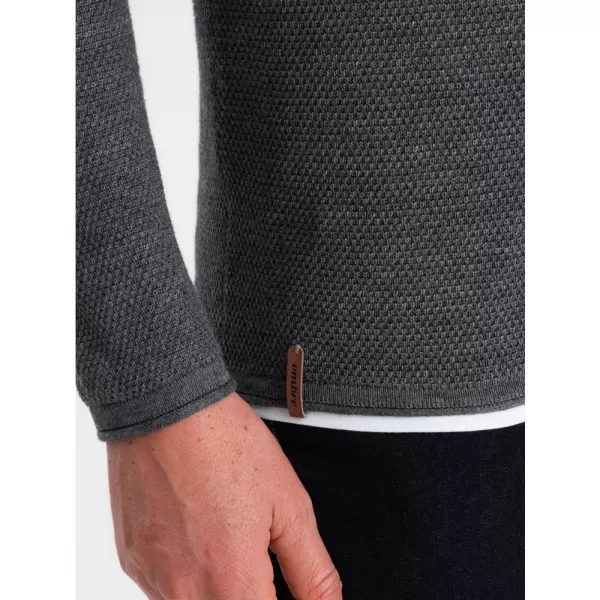  Pánský svetr OMBRE OM-SWSW-0103 GRAPHITE MELANGE 