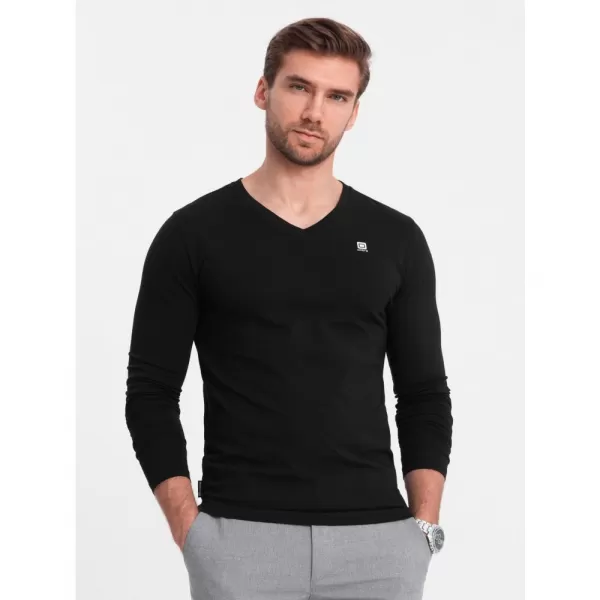  Pánské triko s dlouhým rukávem OMBRE OM-LSCL-0110 BLACK 