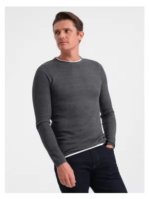 Pánský svetr OMBRE OM-SWSW-0103 GRAPHITE MELANGE
