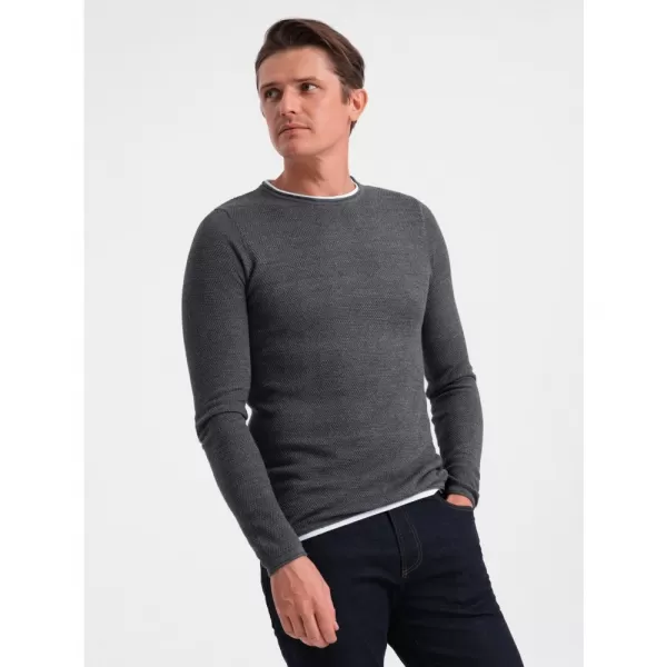  Pánský svetr OMBRE OM-SWSW-0103 GRAPHITE MELANGE 