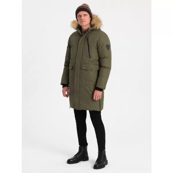  Pánská zimní bunda OMBRE OM-JALJ-0148 DARK OLIVE GREEN 