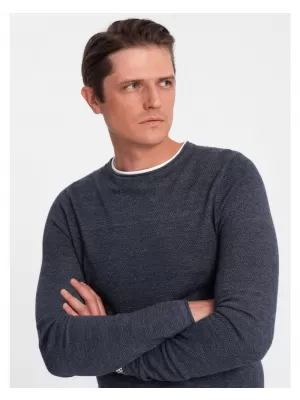 Pánský svetr OMBRE OM-SWSW-0103 NAVY BLUE MELANGE