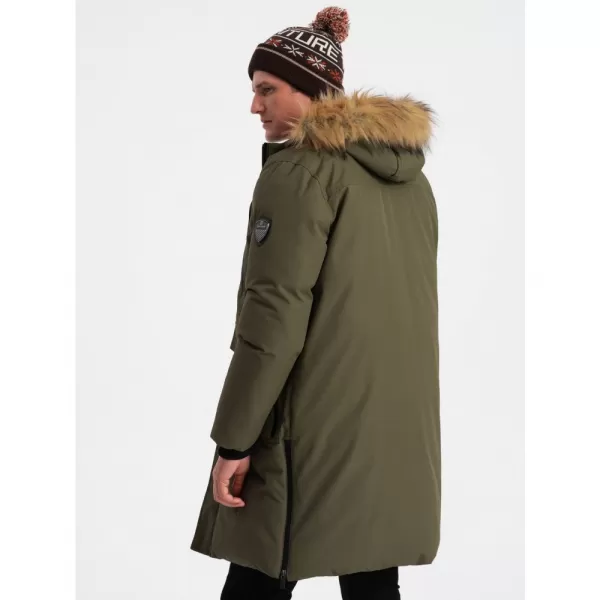  Pánská zimní bunda OMBRE OM-JALJ-0148 DARK OLIVE GREEN 