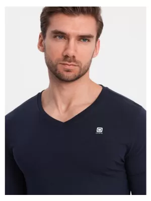 Pánské triko s dlouhým rukávem OMBRE OM-LSCL-0110 NAVY BLUE