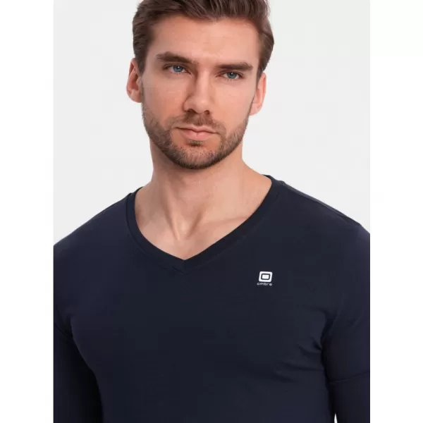  Pánské triko s dlouhým rukávem OMBRE OM-LSCL-0110 NAVY BLUE 