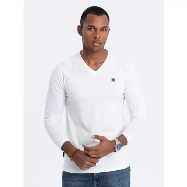  Pánské triko s dlouhým rukávem OMBRE OM-LSCL-0110 WHITE 