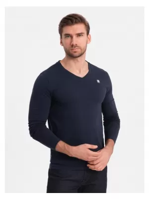 Pánské triko s dlouhým rukávem OMBRE OM-LSCL-0110 NAVY BLUE