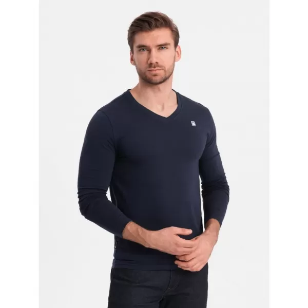  Pánské triko s dlouhým rukávem OMBRE OM-LSCL-0110 NAVY BLUE 