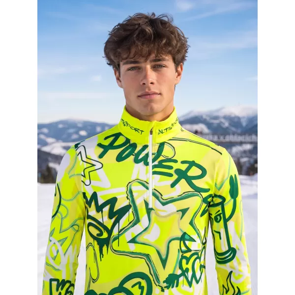  Pánská funkční termo mikina premium ALTISPORT VOJ/ALM054TER03 FLUO ZELENÁ 