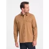 Pánská košile OMBRE OM-SHCS-0146 CAMEL
