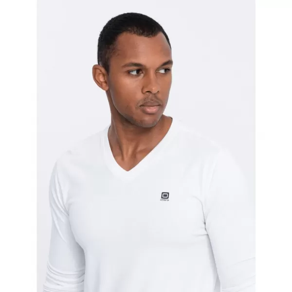  Pánské triko s dlouhým rukávem OMBRE OM-LSCL-0110 WHITE 