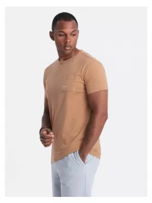 Pánské triko OMBRE OM-TSPT-0154 LIGHT BROWN